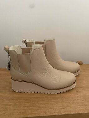 Cole Haan Oat Waterproof Pebbled Leather ZG City Wedge Ankle Boots NWT